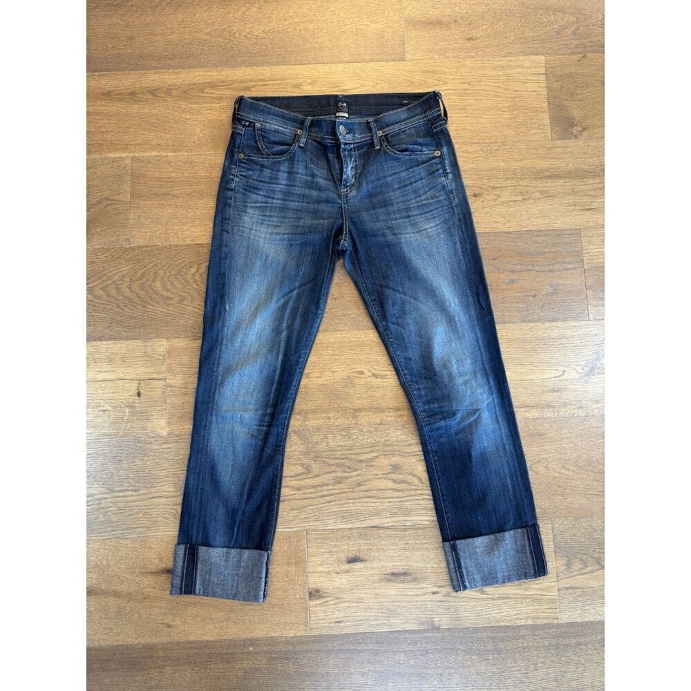 Blue Denim CITIZENS OF HUMANITY Dani Cropped Straight Leg Cuffed Jeans Size 26 - Picture 2 of 16